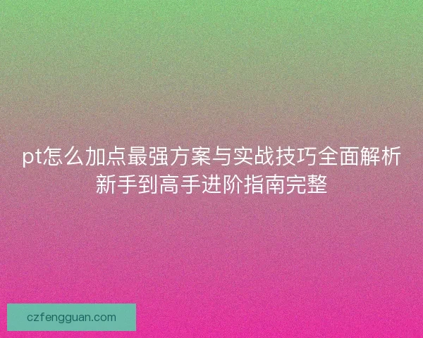 pt怎么加点最强方案与实战技巧全面解析新手到高手进阶指南完整