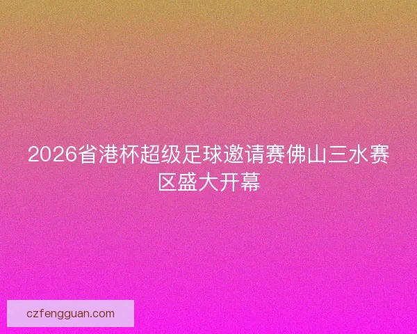 2026省港杯超级足球邀请赛佛山三水赛区盛大开幕
